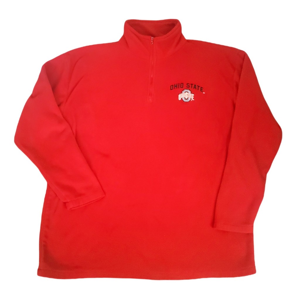 Big Ball Sports Ohio State Red Fleece Pullover 1/4 Zip Size Large